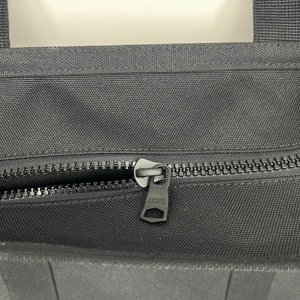 Banana Republic Womens Black Canvas Top Zip Tote Bag Travel Commuter - Picture 10 of 11